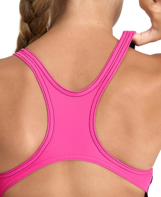 בגד ים בנות arena Shading Swim Pro Back שחור/ורוד - גב Swim Pro מקרוב