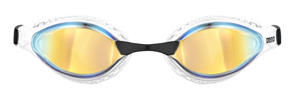 משקפת שחייה Arena AIR-SPEED MIRROR צבע YELLOW COPPER-WHITE מבט קדמי
