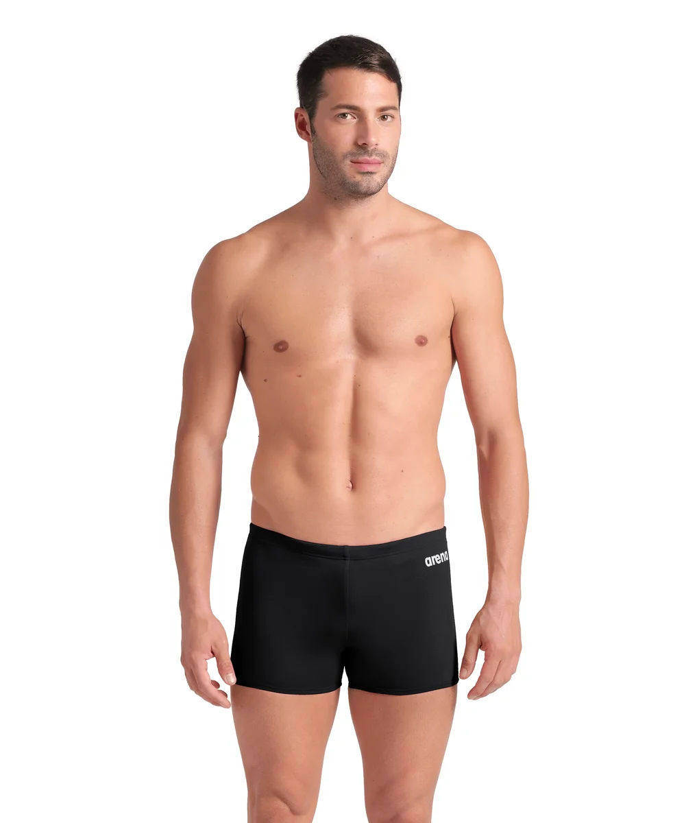בגד ים מכנסון גברים ארנה TEAM SWIM SHORT SOLID שחור BLACK-WHITE – מלפנים