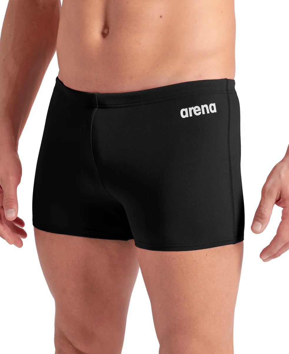 בגד ים מכנסון גברים ארנה TEAM SWIM SHORT SOLID שחור BLACK-WHITE – תקריב מלפנים