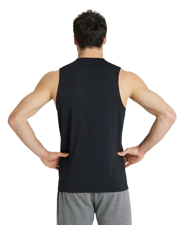 גופיית אימונים לגברים ארנה Sleeveless Tee Solid שחור - גב