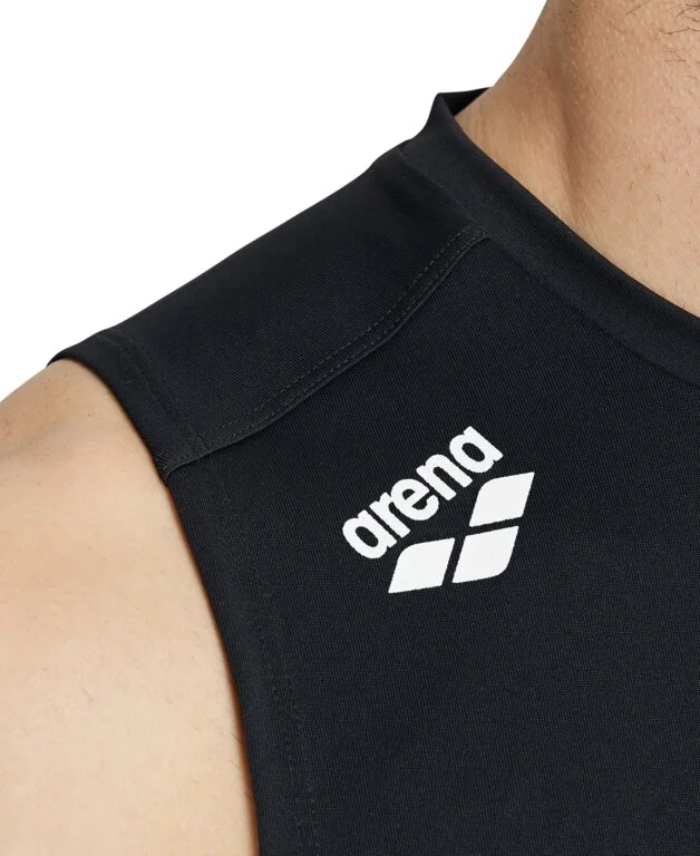 גופיית אימונים לגברים ארנה Sleeveless Tee Solid שחור - לוגו בכתף